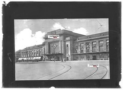 Antique Glass Photo Plate Positive Black & White 13×18 cm Mulhouse Train Station