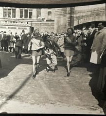 NORMAN WISDOM & TILLER GIRLS MERMAID THEATRE RELAY – 2 CONTACT PRINTS 1958