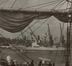 Sailboat “Tovarishch” in Odesa Seaport Photo, Black and White Vintage Photo