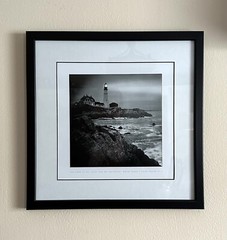 Portland Head Lighthouse Black & White, Framed & Matted Inspirational Psalm 27:1