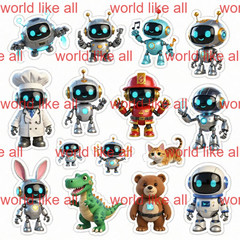 Printable Digital Stickers | Cute Cartoon Kids Sticker Bundle | 4K