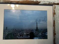 Large Rustic Blue Wooden Frame w/ Paris Photo 11”x 14” Photograph 18”x 22” Frame