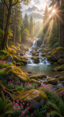 Digital Image Picture Photo Wallpaper Background Desktop Waterfall Nature AI Art