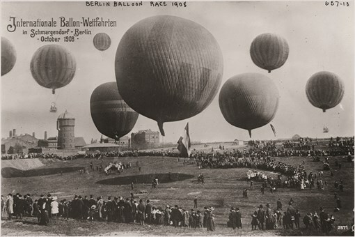 GERMAN international balloon race VINTAGE PHOTO 1908 b/w photography 20×30
