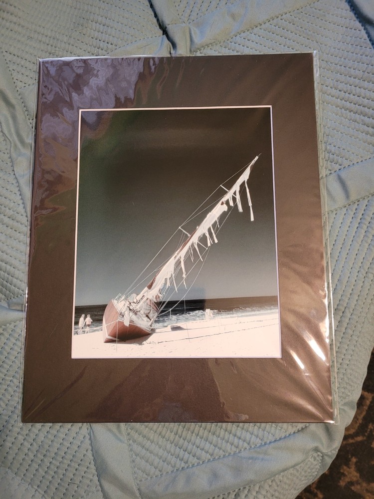 8 By 10 Beached Sailboat In Infrared Photography Print