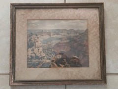 Antique Kolb Brothers Hand Tinted Color Photograph Of Grand Canyon, AZ c.1920