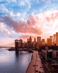 Photo Print of Downtown New York City Sunset, Manhattan Skyline, Brooklyn Bridge