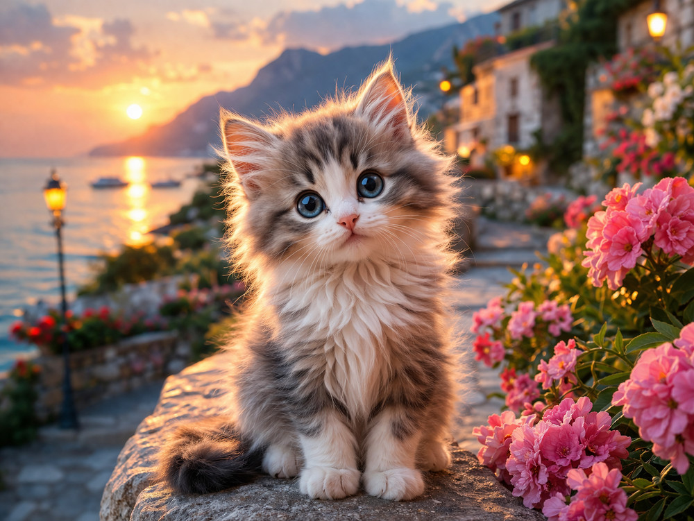 Super Cute Kitty Cat Digital Image Picture Photo Wallpaper Desktop AI Art