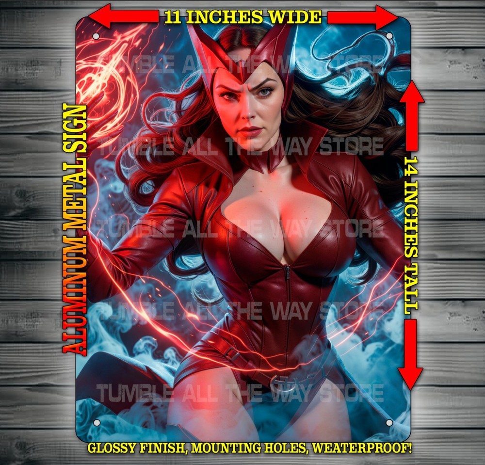 Sexy Scarlet Witch Wanda Maximoff Comic Book Style V2 Sign Wall Art 14″ x 11″