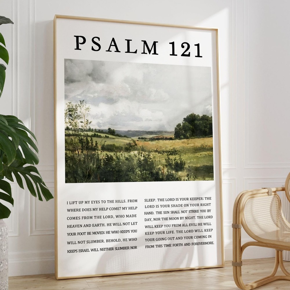 Psalm 121 Wall Art Vintage Landscape Pictures Inspirational Christian Posters…