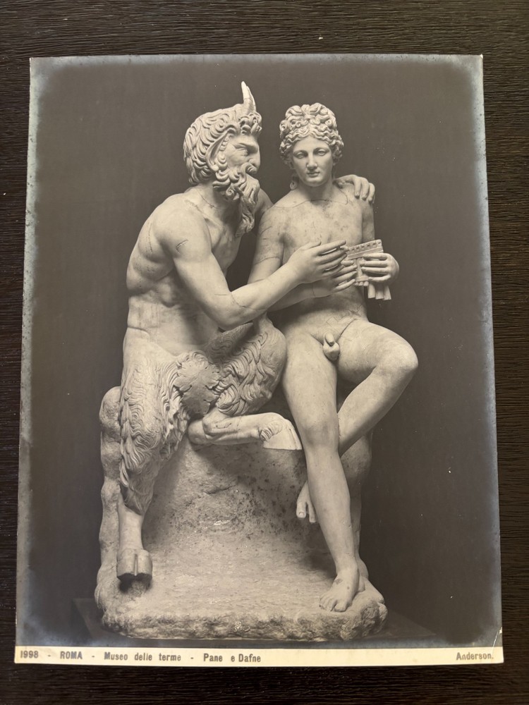 Original 19th Century Albumen Print Pan and Daphnis, Rome by James Anderson 1860