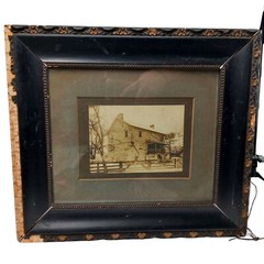 Stone Farmhouse Wall Art Vintage Framed Photograph Antique Frame Black Gold Farm