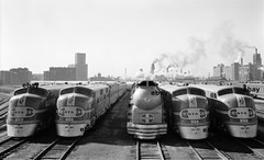 Photo Art Print of 5 New Santa Fe streamlined Chicago-Los Angeles trains in 1938