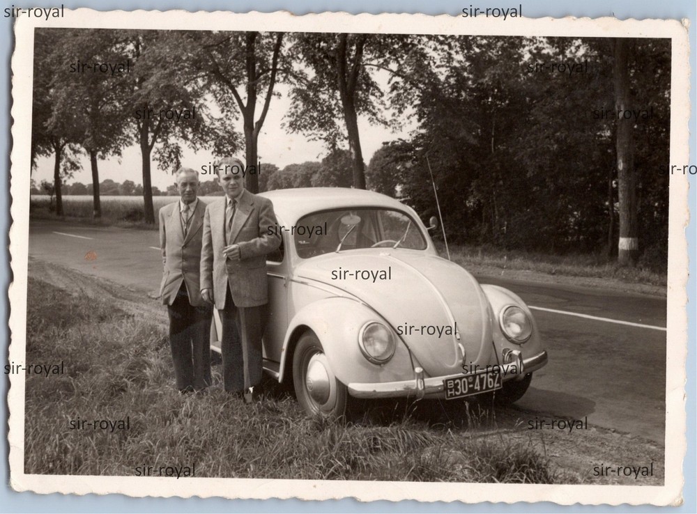 VW Beetle Car Vehicle with Crew Number Plate – 1950s 1960s Vintage Photo 10x7cm