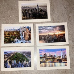 New York City Color Photo Prints Set of 5, Matted Landscape Skyline & Landmarks