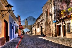 20X30 ART PHOTO, DOWNTOWN ANTIGUA GUATEMALA, GUATEMALAN, FINE ART