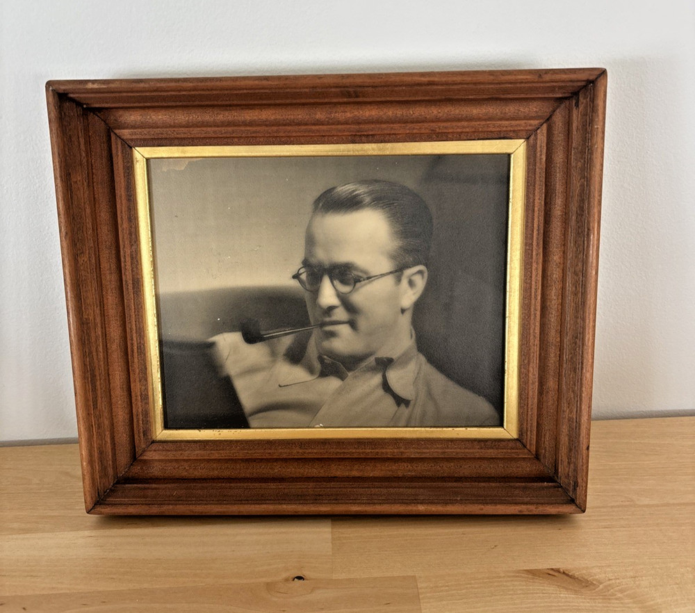 Vintage 12.5 x 10.5 DW Photo Actor Maurice in Wood Frame With Gold Leafing