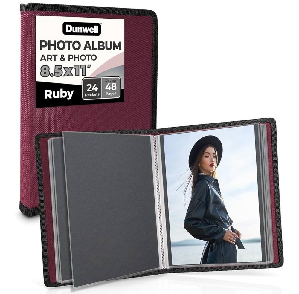 Dunwell Art Portfolio 8.5×11 Folder (Ruby), Black Mounting Paper