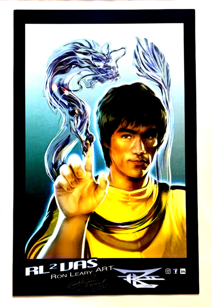 BRUCE LEE RON LEARY EXCLUSIVE LIMITED EDITION SIGNED ART PRINT NM+