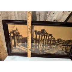 Antique Framed Giacomo Brogi The Forum Temple of Ruins Rome Sepia Wood Framed