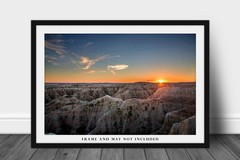 Western Photography Print – Picture of Sunset Over Badlands in South Dakota