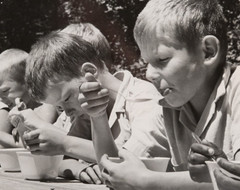 Vintage Film Photo France Child In Summer Camp 18X24CM 1960