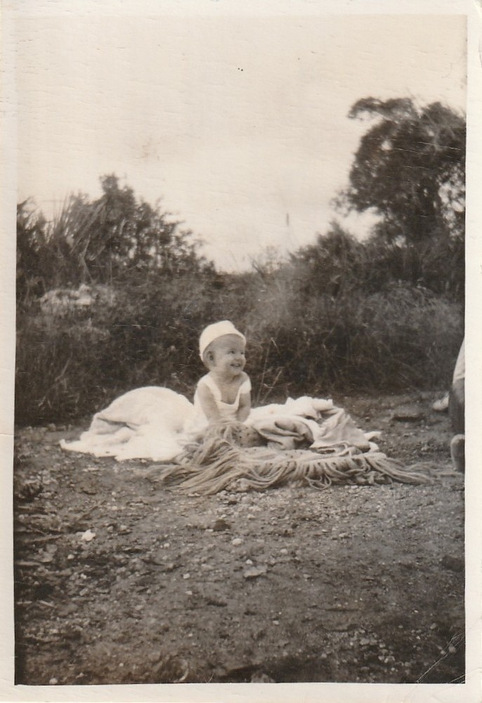 Vintage Photo Little Boy on Blankets 1934 Fashion Snapshot
