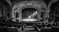 Abandoned Vintage Theatre Stage Digital Photo Dramatic Light Cinematic Backdrop
