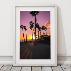 Palm Trees Sunset Ventura Beach, California Wall Art Photo Print