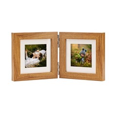 Double Hinged 4×4 Picture Frame with Real Glass-Tabletop or Wall Mounted, Dis…