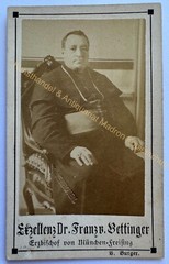 orig. CDV photo excellence Dr. Franz von Bettinger around 1880 Munich Freising bishop
