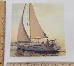 Sailboat Photograph Laminated Square Wall Picture Vacation Water Ocean Sea Boat