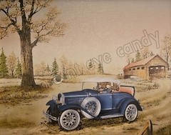 Model A 1931 Convertible Car & Covered Bridge Art DIGITAL DOWNLOAD Print at Home