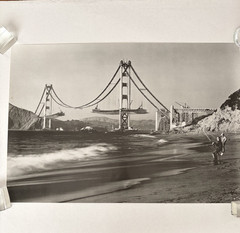 Vtg Golden Gate Bridge Construction San Francisco Photo Print Poster 35 x 24″