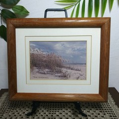 Signed 1988 Beach Photography Framed Vintage Coastal Dunes Oceanfront 9.5×11.5