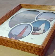 Lighthouse Of Outer Banks ’94 10×12 Mat Oak Framed & Signed Photography Wall Art