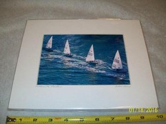Original Ellen Schneider Florida Sailboat Real photo signed matted frame ready