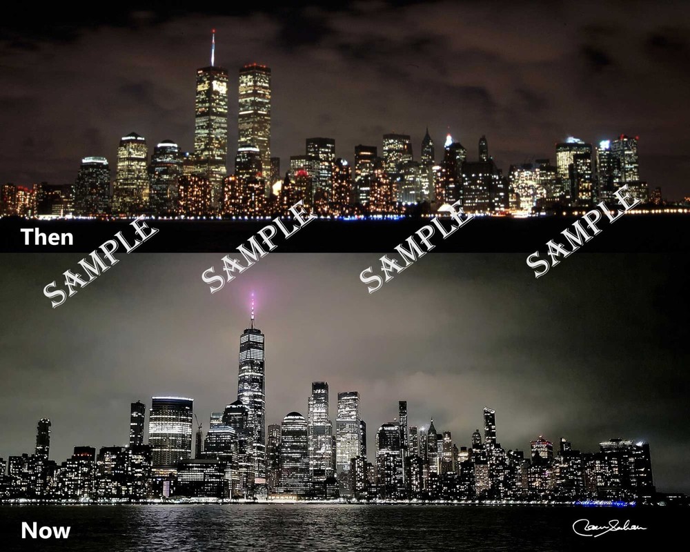 Downtown Manhattan at Night – Then and Now! on Acrylic 24″ x 30″