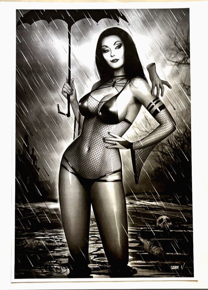 MORTICIA ADDAMS SZERDY B/W EXCLUSIVE LIMITED EDITION ART PRINT NM+