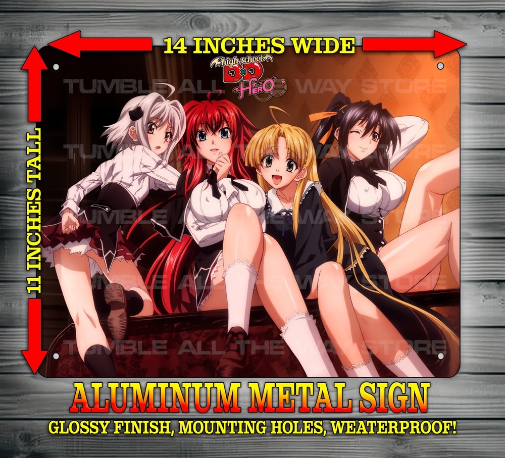 High School DXD – Koneko – Asia – Akeno – Rias – Anime Metal Sign Art 14 x 11″