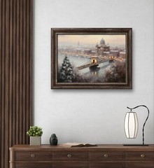 Vintage Winter Painting, Snowy Bridge Art, Printable Download, Snow Scenery