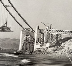 Vtg Golden Gate Bridge Construction San Francisco Photo Print Poster 35 x 24″