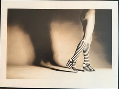 Warren Flagler Photo Legs knee hi Striped Socks Heels Female Sepia cute 1976