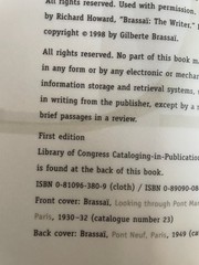 Brassai: The Eye of Paris, 1st ed.MFAH, 1999, ONE OWNER