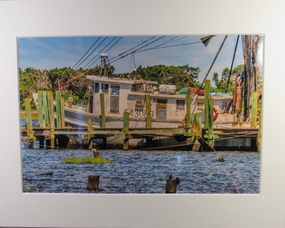 Original Photograph 14″ x 1 1″ Sealed & Matted Weatherd Boat Nautical Dock Scene