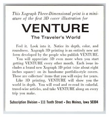 Venture The Traveler’s World Xograph 3-D Cover illustration Card June 1965