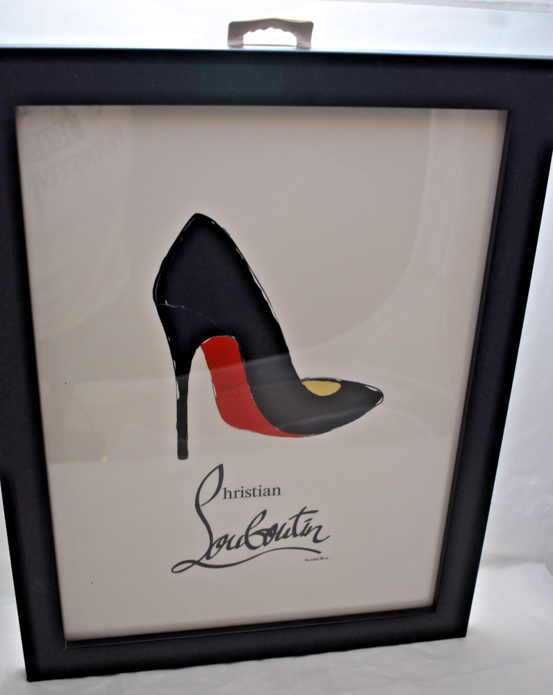 Christian Louboutin Red Bottom black stiletto Framed Art 18 x 14 Fairchild Paris