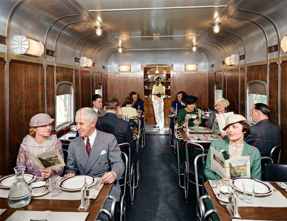 Photo Art Print of a Milwaukee Road Dining Car interior circa 1930s