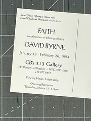 David Byrne “Faith” 1994 Photography Exhibition Card – Talking Heads