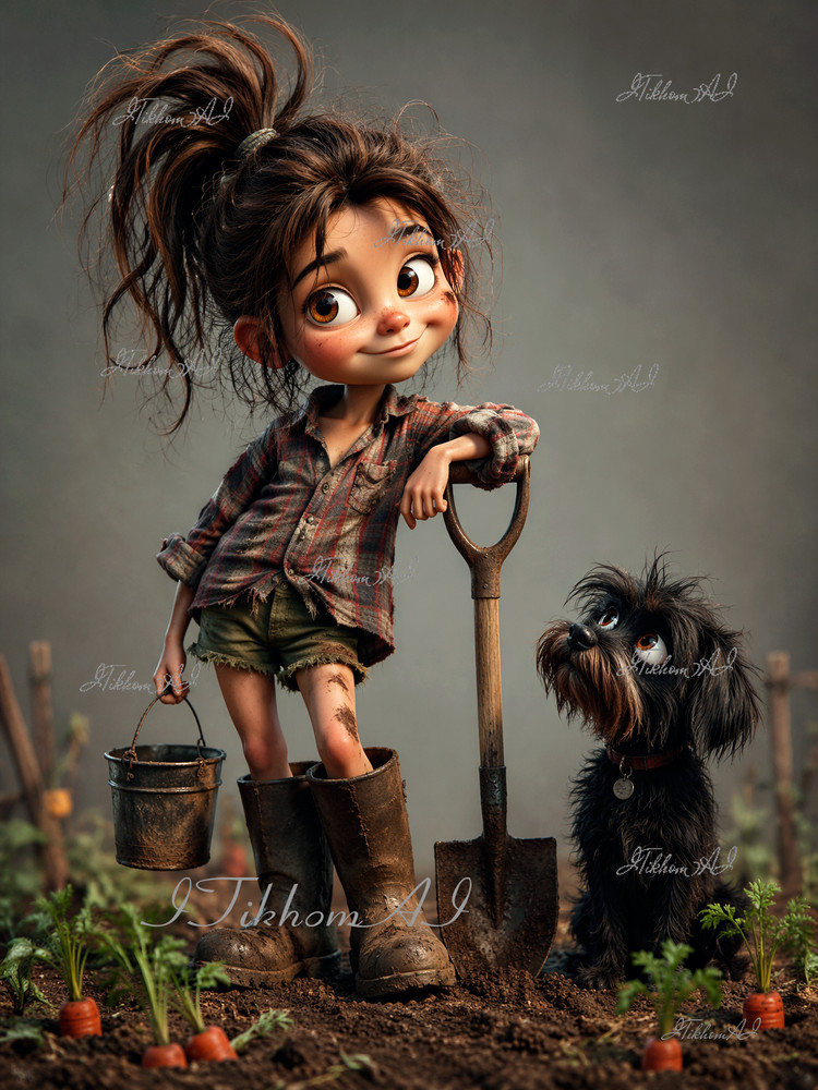 Digital Art Image 3D Girle Cartoons Disney Animals Dog Garden Wallpaper Desktop